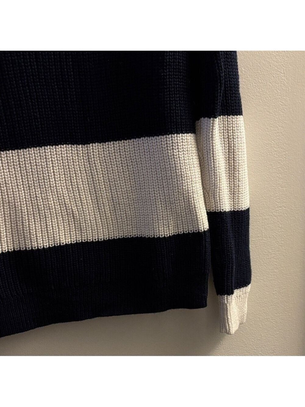 J. Crew Navy and White Striped Crew Neck Sweater - Picture 4 of 4